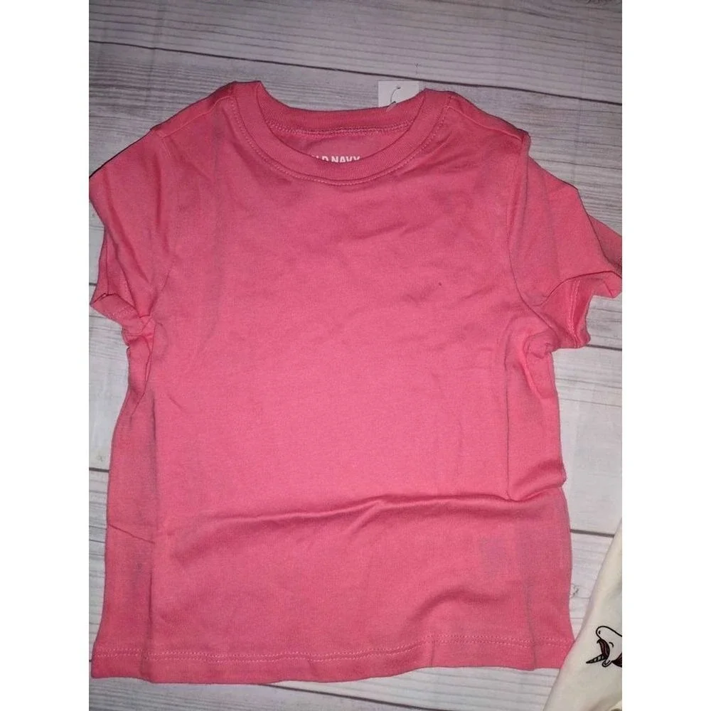 Old Navy Girls 3T Short Sleeve T-Shirt 3-Pack Pink Grey Unicorn Print Cotton